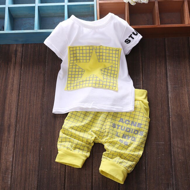 Fashion Star Summer Children Clothing  Baby Boy Kid Girls Clothes Sportswear T-shirt Top Pants Outfit 2Pcs Set - ebowsos