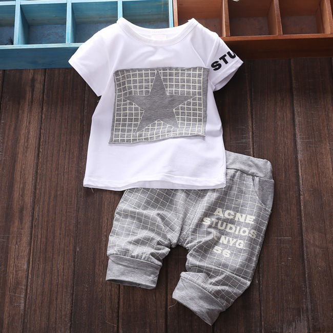 Fashion Star Summer Children Clothing  Baby Boy Kid Girls Clothes Sportswear T-shirt Top Pants Outfit 2Pcs Set - ebowsos