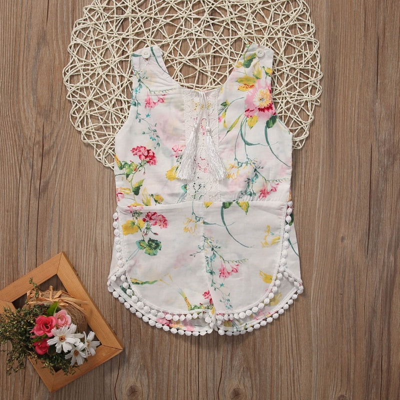 Fashion Summer Children Clothing Girls Romper Newborn Kids Baby Girls Lace Floral Romper Jumpsuit Outfits One-pieces - ebowsos