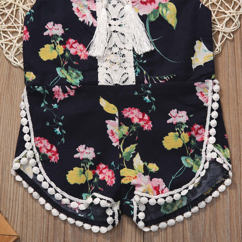 Fashion Summer Children Clothing Girls Romper Newborn Kids Baby Girls Lace Floral Romper Jumpsuit Outfits One-pieces - ebowsos