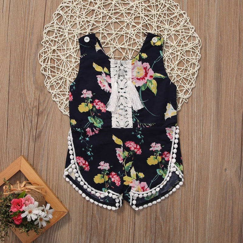 Fashion Summer Children Clothing Girls Romper Newborn Kids Baby Girls Lace Floral Romper Jumpsuit Outfits One-pieces - ebowsos