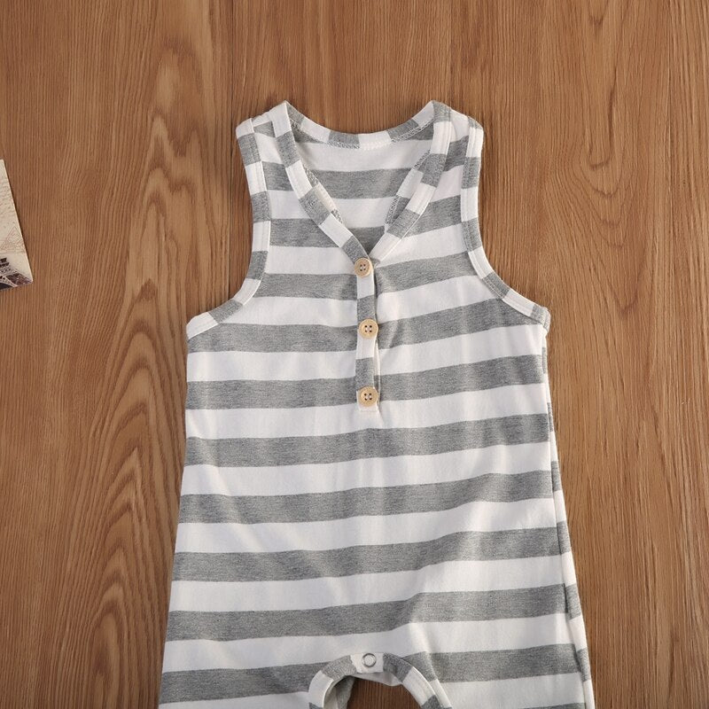 Fashion Summer Children Clothing Kids Baby Boys Girls Stripes Sleeveless Vest Romper Pants Casual Clothes - ebowsos