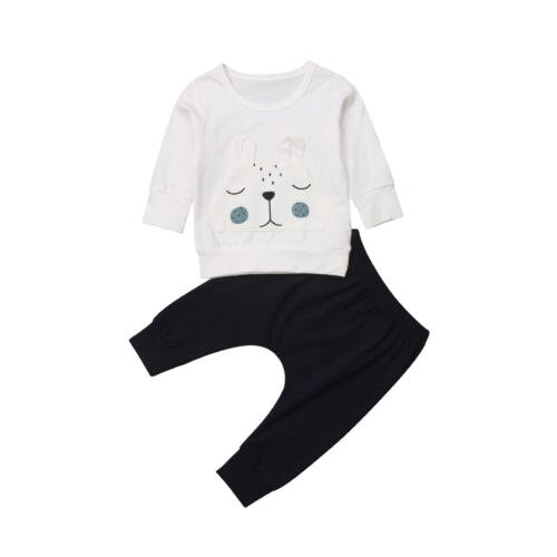 Fashion Toddler Baby Boys Girls Bear Warm Winter Tops T-shirt Pants Outfits Clothes Set - ebowsos