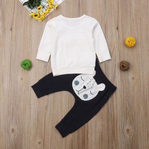 Fashion Toddler Baby Boys Girls Bear Warm Winter Tops T-shirt Pants Outfits Clothes Set - ebowsos