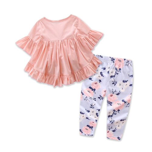 Fashion Toddler Kids Baby Girls Dress Clothes Outfits T-shirt Top + Pants Trousers Set - ebowsos