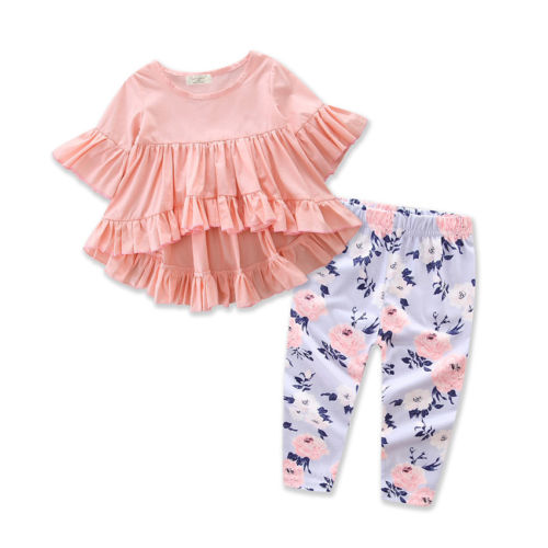 Fashion Toddler Kids Baby Girls Dress Clothes Outfits T-shirt Top + Pants Trousers Set - ebowsos