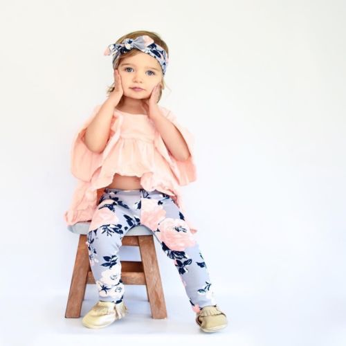 Fashion Toddler Kids Baby Girls Dress Clothes Outfits T-shirt Top + Pants Trousers Set - ebowsos