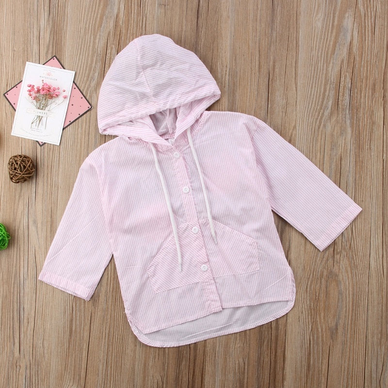 Fashion Tops Sun Protective Clothing Baby Boy Girl Striped Hooded Summer Coats - ebowsos