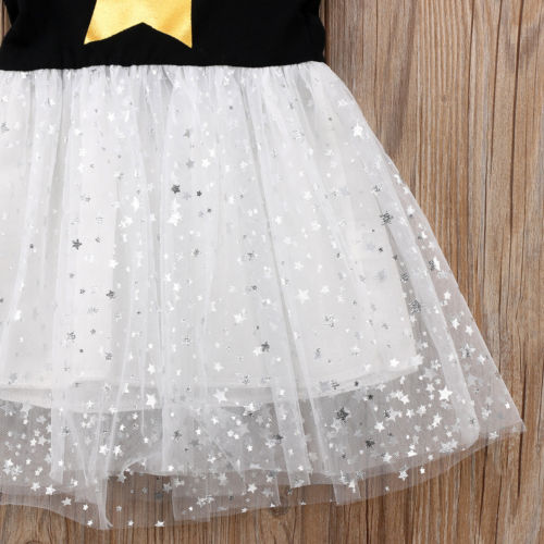 Fashionable Star Toddler Baby Girls Tutu Dress Sleeveless Lace Princess Party Pageant Dresses Kids Clothes Summer - ebowsos