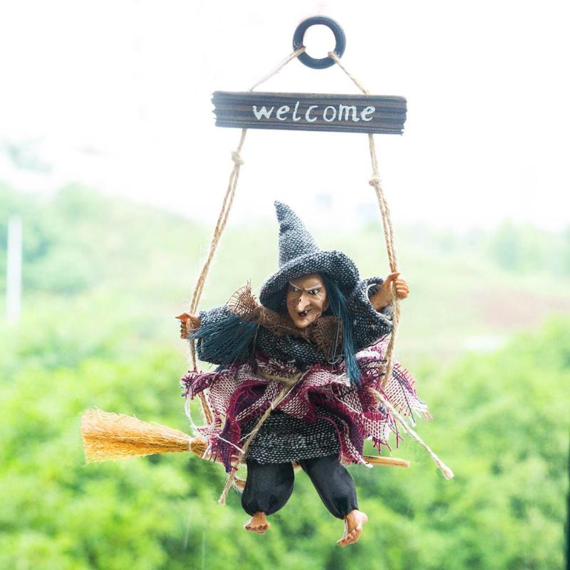 Festival Broom Witch Ghost Pendant Halloween Party Horror Hanging Ornaments Halloween supply - ebowsos