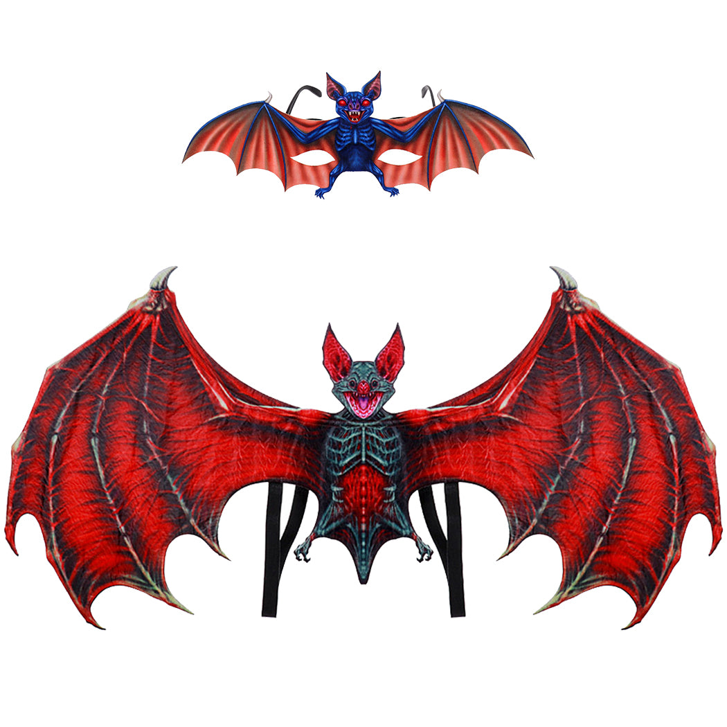 Festival Kids Costume Set Vampire Bat Costume Wings Dress Up Wings With Glasses Carnival Halloween Party Clothing Decoration-ebowsos