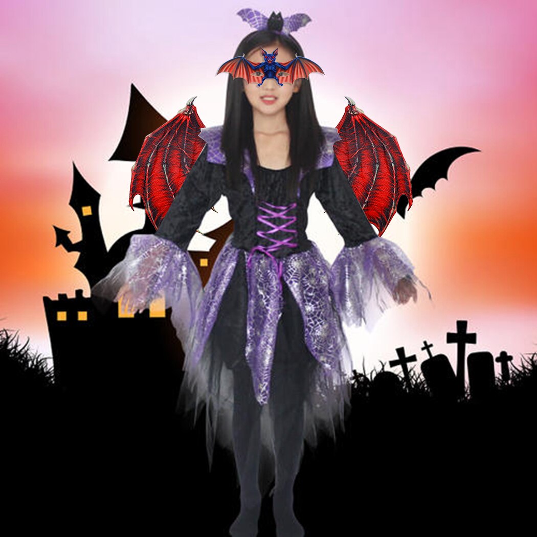 Festival Kids Costume Set Vampire Bat Costume Wings Dress Up Wings With Glasses Carnival Halloween Party Clothing Decoration-ebowsos