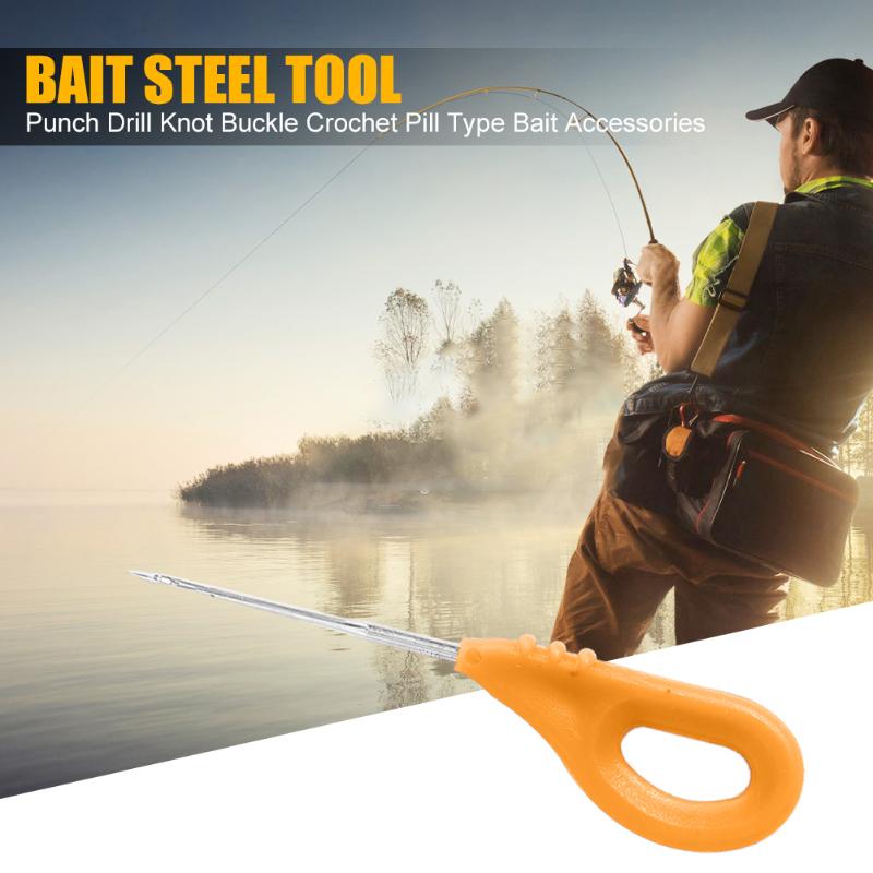 Fishing Bait Knot Barb Pin Needle Durable Portable Bait Steel Tool Knot Drill Pins Splicing Making Tools Angling Tackle-ebowsos