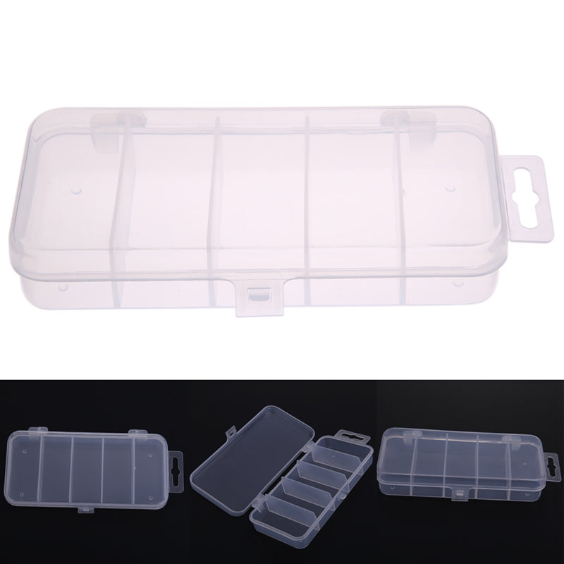 Fishing Lure Bait Box 5 Grids Transparent Plastic Storage Organizer Container Case-ebowsos