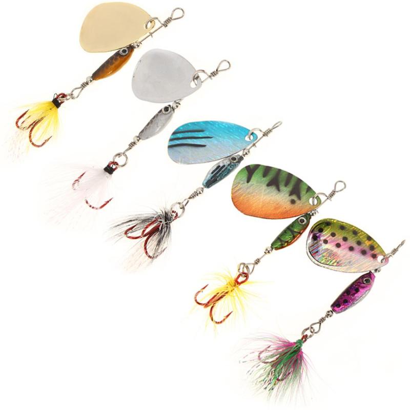 Fishing Lure Spinner Spoon Laser Rotating 7g 9.5cm Artificial Fishing Lure Sequins Bait with Three Hook Fish Tackle Tool-ebowsos