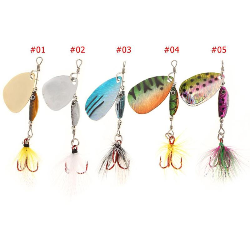 Fishing Lure Spinner Spoon Laser Rotating 7g 9.5cm Artificial Fishing Lure Sequins Bait with Three Hook Fish Tackle Tool-ebowsos