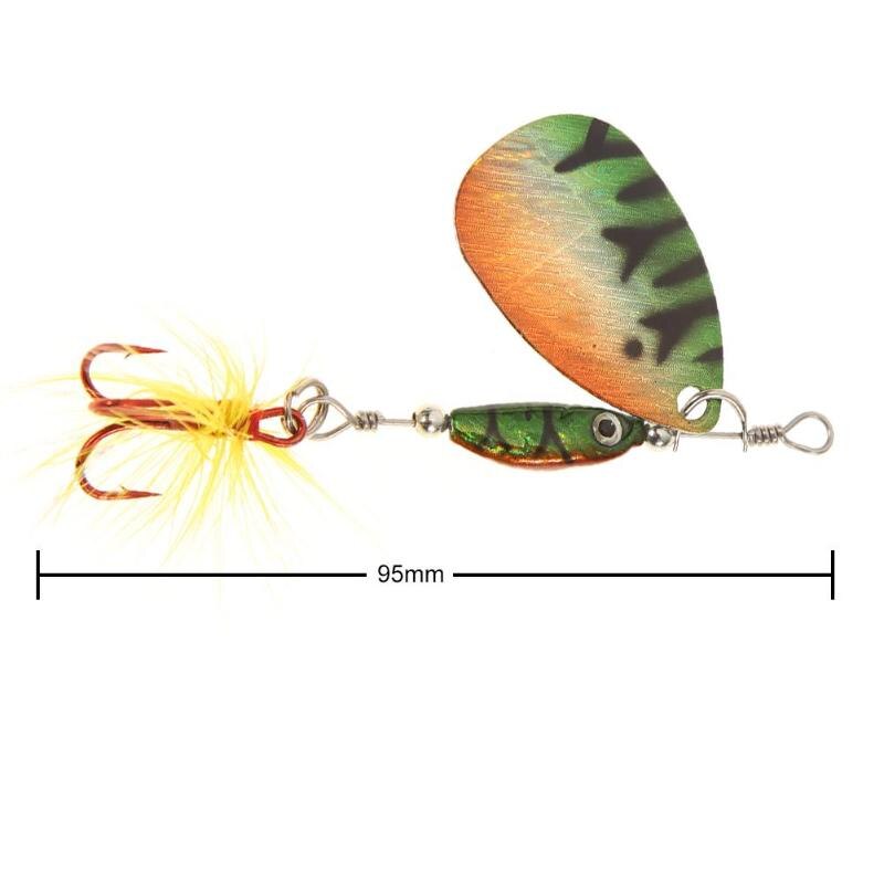 Fishing Lure Spinner Spoon Laser Rotating 7g 9.5cm Artificial Fishing Lure Sequins Bait with Three Hook Fish Tackle Tool-ebowsos