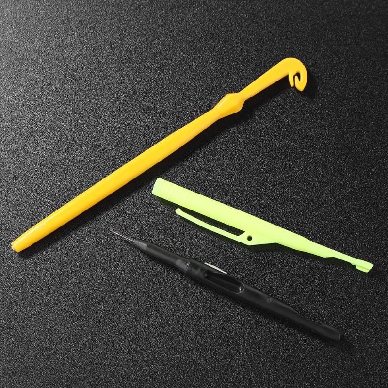 Fishing Tackle Knot Tying Tool Kit Fish Hook Remover Disgorger Unhook Extractor Knot Picker Needle Hook Tier-ebowsos