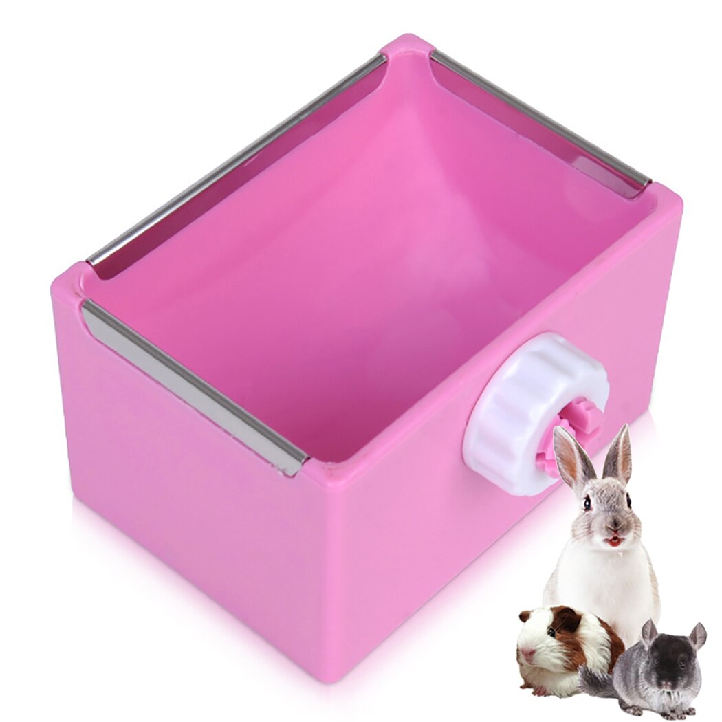 Fixed Bite-Proof Pet Feeding Bowl Rectangle Plastic Fix Cage Food Water Feeder Bowl For Rabbits Cats Bird Pet Feeding Supplies-ebowsos