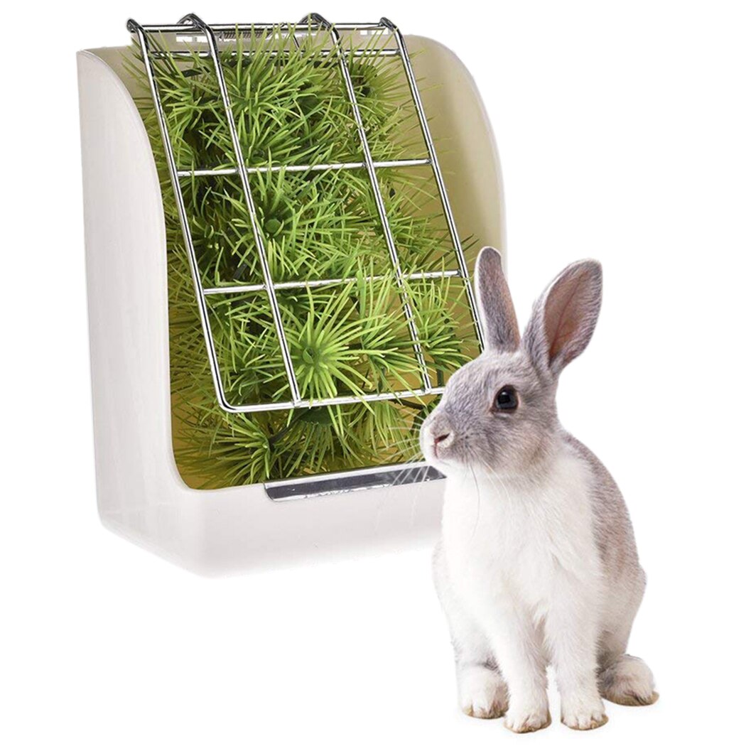 Fixed Food Container Bowl Rabbit Grass Feeder Spring Straw Frame Grass Basket Small Pet Guinea Pig Totoro Cage Accessories-ebowsos