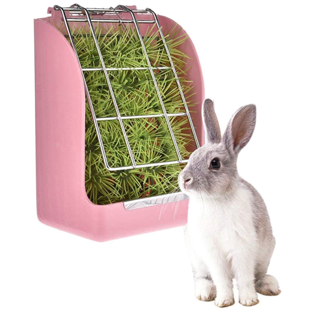 Fixed Food Container Bowl Rabbit Grass Feeder Spring Straw Frame Grass Basket Small Pet Guinea Pig Totoro Cage Accessories-ebowsos