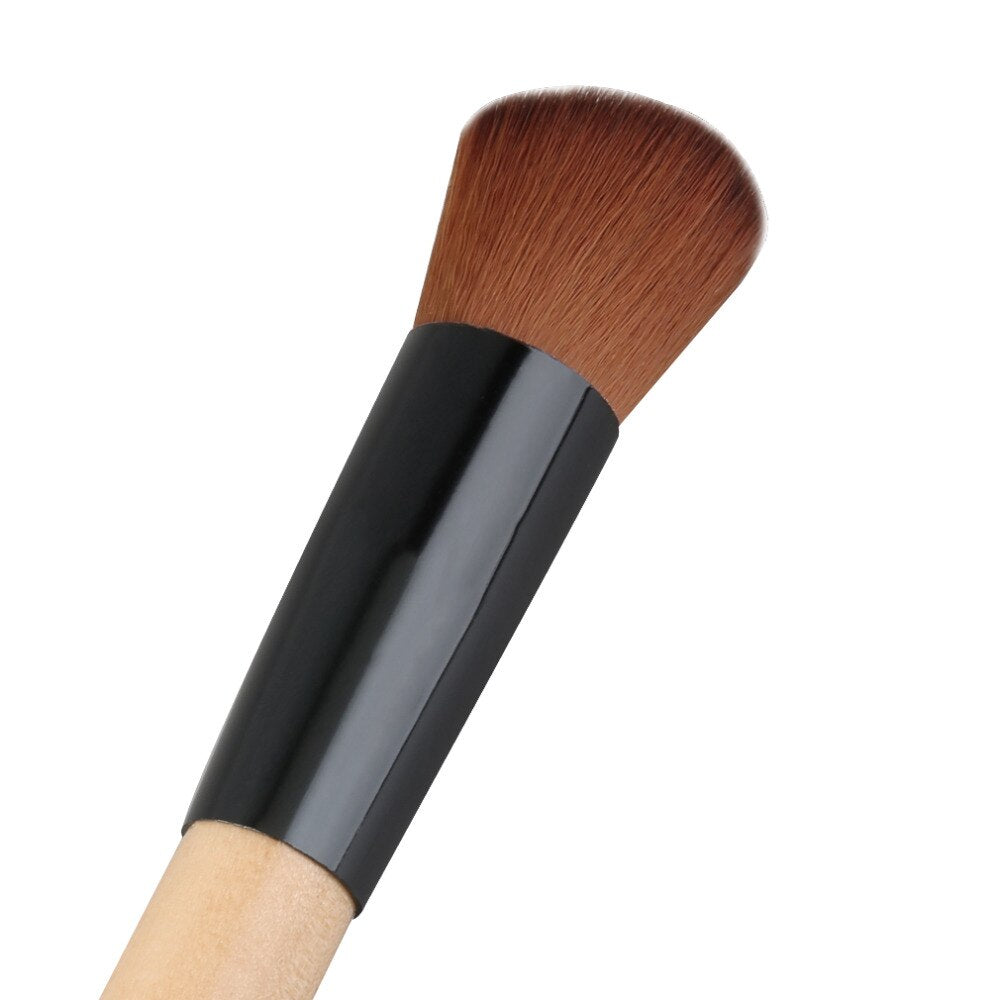 Flat Angled Wooden Liquid Foundation Powder Contour Multifunction Makeup Brush Tool Artificial Fibre Burlywood Black Big Sale - ebowsos