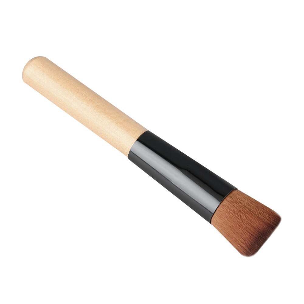 Flat Angled Wooden Liquid Foundation Powder Contour Multifunction Makeup Brush Tool Artificial Fibre Burlywood Black Big Sale - ebowsos