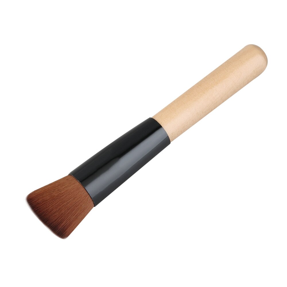 Flat Angled Wooden Liquid Foundation Powder Contour Multifunction Makeup Brush Tool Artificial Fibre Burlywood Black Big Sale - ebowsos