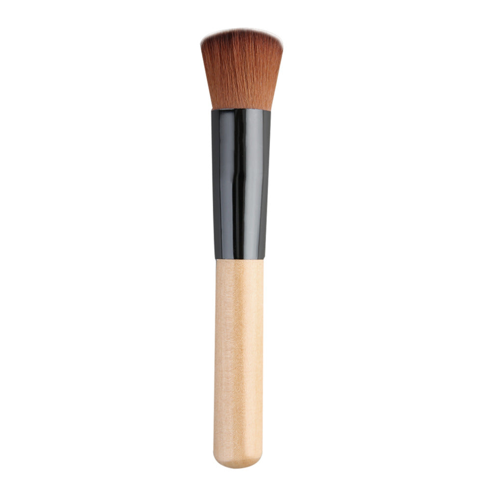 Flat Angled Wooden Liquid Foundation Powder Contour Multifunction Makeup Brush Tool Artificial Fibre Burlywood Black Big Sale - ebowsos