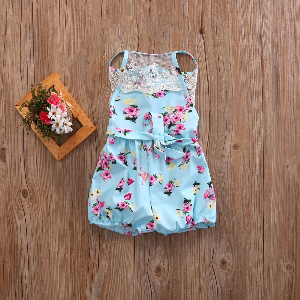 Floral Baby Girl Lace Clothes Sleeveless romper  Jumpsuit Playsuit Outfit - ebowsos