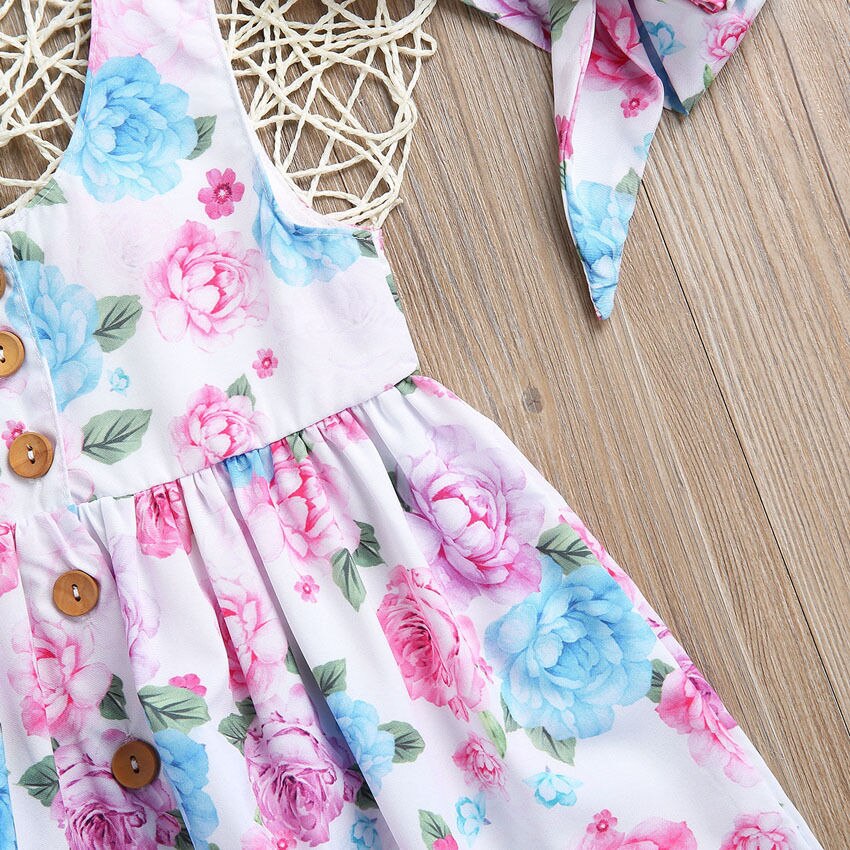 Floral Girls Dresses Party Princess Dress Toddler Kids Baby Girls Party Princess Dress Sundress Clothes - ebowsos