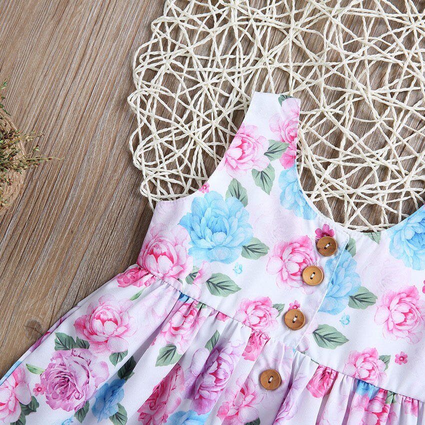 Floral Girls Dresses Party Princess Dress Toddler Kids Baby Girls Party Princess Dress Sundress Clothes - ebowsos