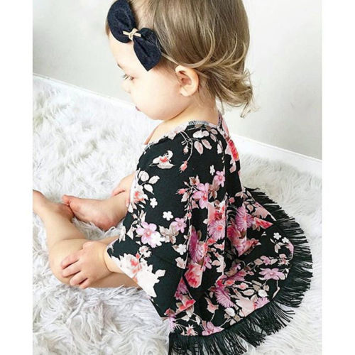 Floral Girls Kids Children Clothing Baby Girls Lace Outfits Tassel Kimono Cardigan Shawl Cover Outfits - ebowsos