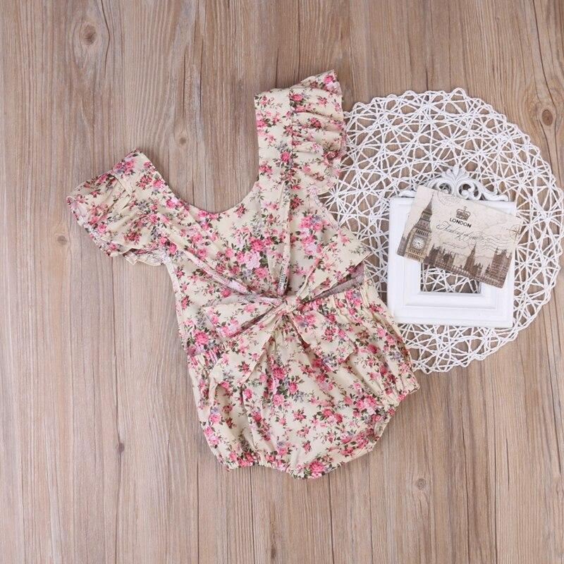 Floral Girls Suit Baby Girl Bodysuit Newborn Summer Children Clothing Floral Jumpsuit Outfit Playsuit Clothes - ebowsos