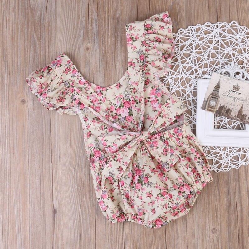 Floral Girls Suit Baby Girl Bodysuit Newborn Summer Children Clothing Floral Jumpsuit Outfit Playsuit Clothes - ebowsos