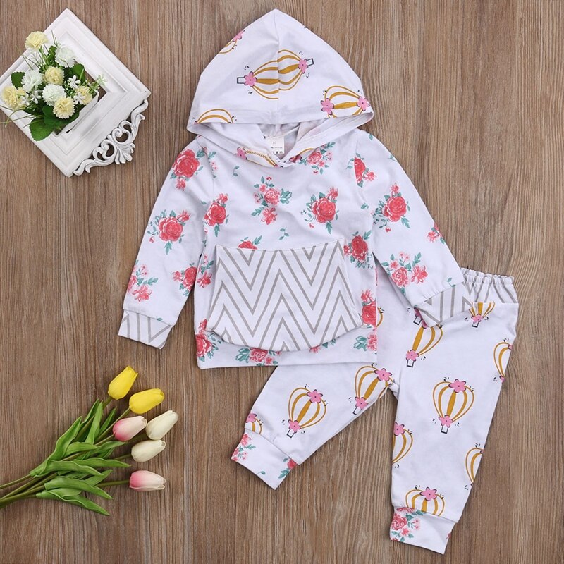 Floral Girls Suit Baby Girls Clothes Sets Infant Baby Boy Girl Tops +Long Pants Outfits Set Clothes 0-24M - ebowsos