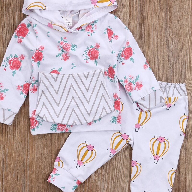 Floral Girls Suit Baby Girls Clothes Sets Infant Baby Boy Girl Tops +Long Pants Outfits Set Clothes 0-24M - ebowsos