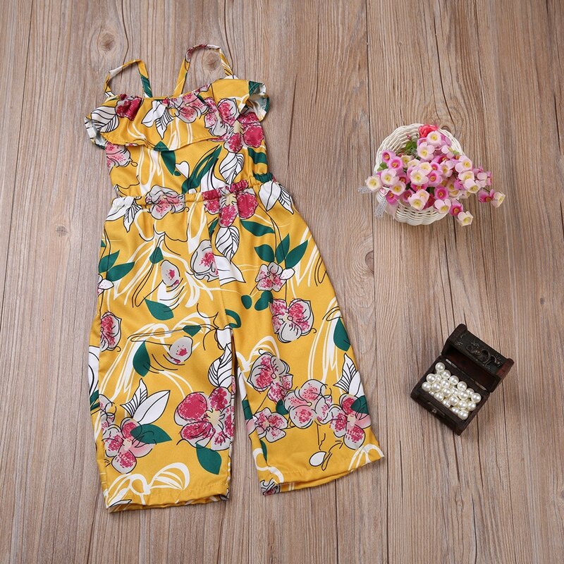 Floral Girls Suit Cute Kids Baby Girls Floral Overalls Summer Children Clothing Jumpsuit Outfits Clothes Set - ebowsos