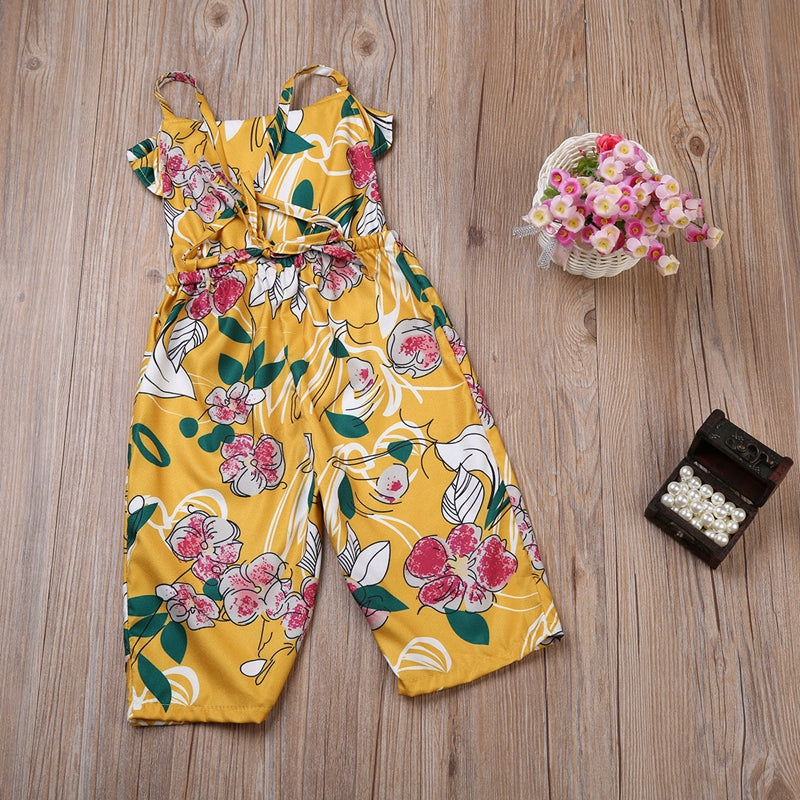 Floral Girls Suit Cute Kids Baby Girls Floral Overalls Summer Children Clothing Jumpsuit Outfits Clothes Set - ebowsos