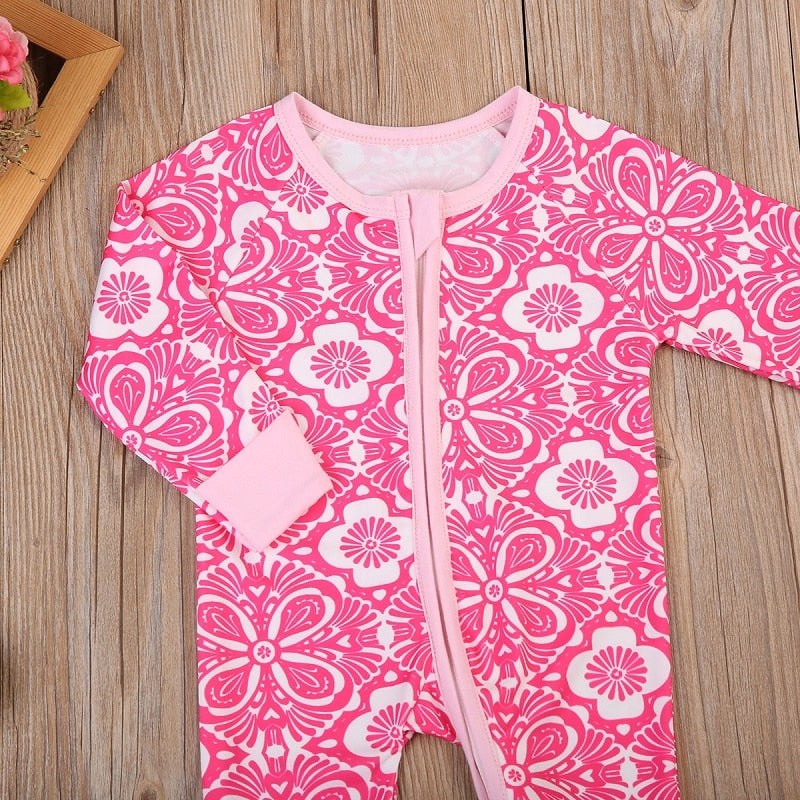 Floral Girls Suit Cute Winter Children Clothing Baby Boy Girl Long Sleeve Romper Jumpsuit Clothes Outfit - ebowsos