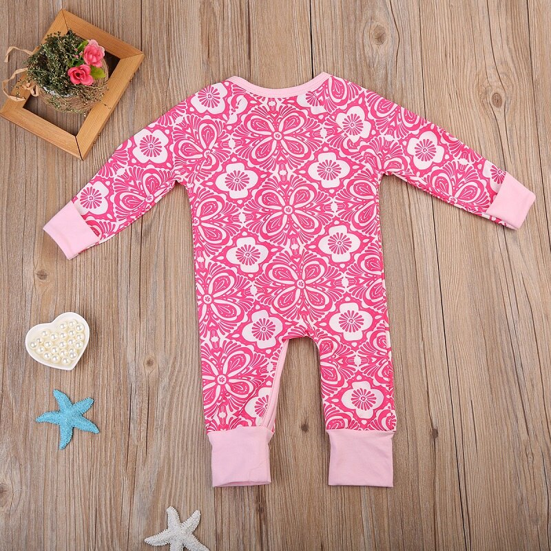 Floral Girls Suit Cute Winter Children Clothing Baby Boy Girl Long Sleeve Romper Jumpsuit Clothes Outfit - ebowsos