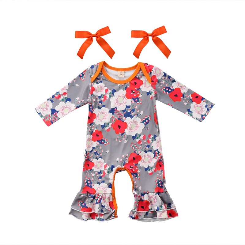 Floral Girls Suit Newborn Infant Baby Girl Romper Long Sleeve Pirncess Jumpsuit Playsuit Clothes Outfits 0-24M - ebowsos