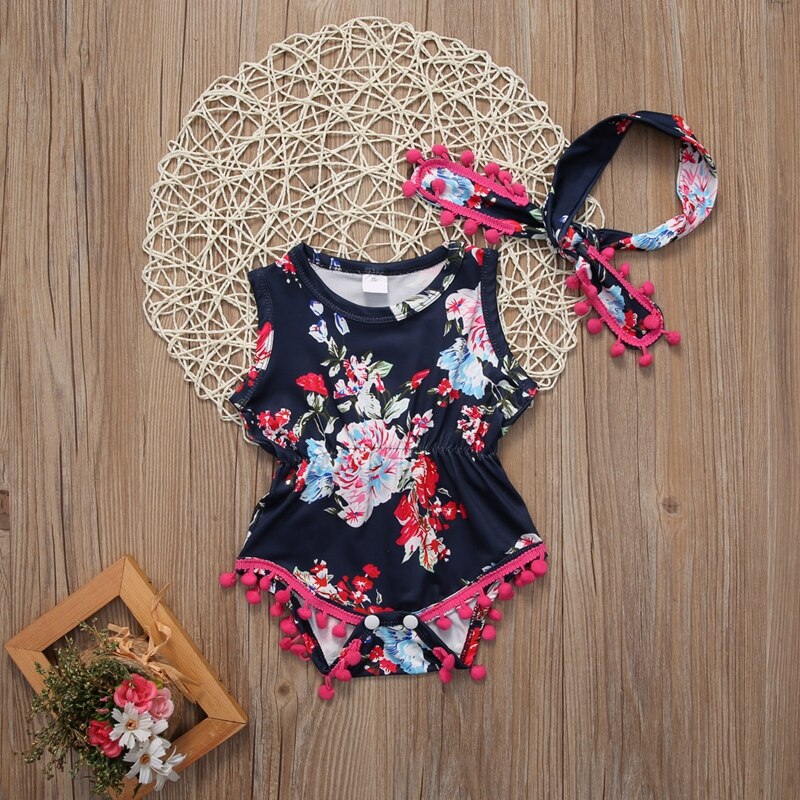 Floral Girls Suit Pirncess Bodysuit Toddler Baby Girls Newborn  Girls Floral Bodysuit Jumpsuit Sunsuit Clothes Set - ebowsos