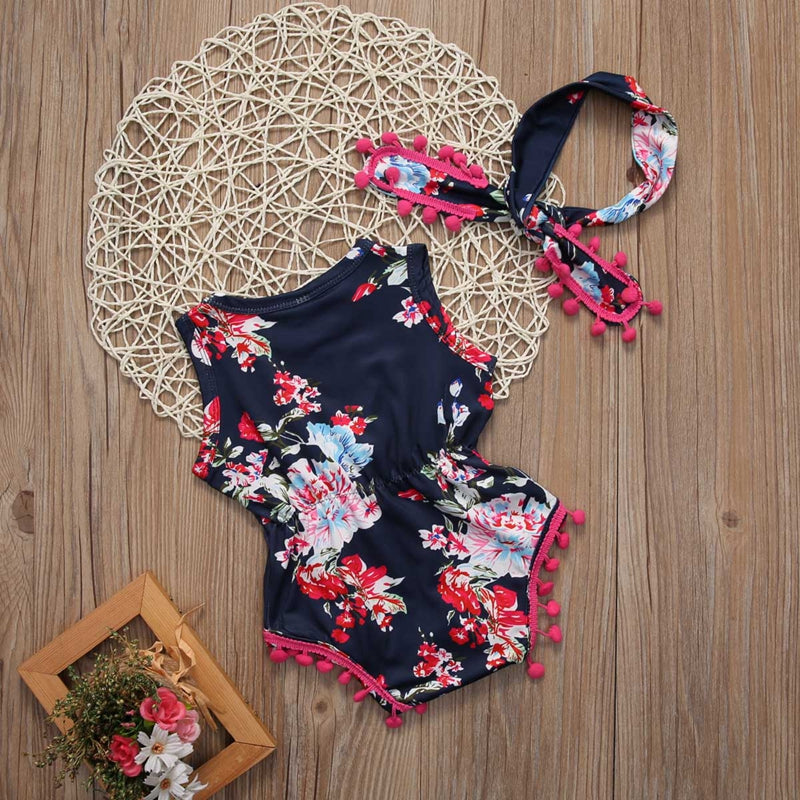 Floral Girls Suit Pirncess Bodysuit Toddler Baby Girls Newborn  Girls Floral Bodysuit Jumpsuit Sunsuit Clothes Set - ebowsos