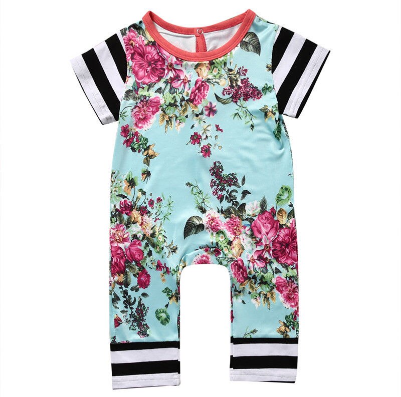 Floral Newborn Baby Girls Boys Romper Jumpsuit Playsuit Outfits Sunsuit - ebowsos