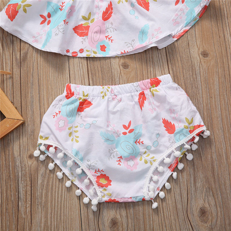 Floral Newborn Baby Girls Casual Tops+Short Pants Bottoms+Headband 3pcs Outfits - ebowsos