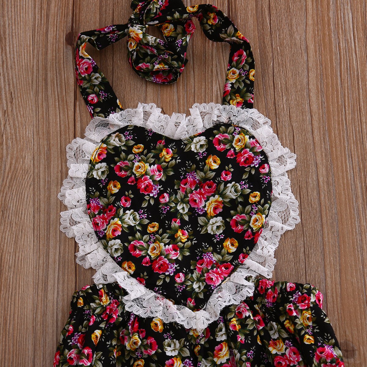 Floral Newborn Baby Girls Love Heart  Bodysuit Jumpsuit Clothes Outfits - ebowsos