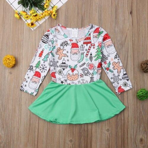 Flower Girl Princess Dress Kid Baby Party Christmas Tutu Cartoon Print Dress Cotton Clothes - ebowsos