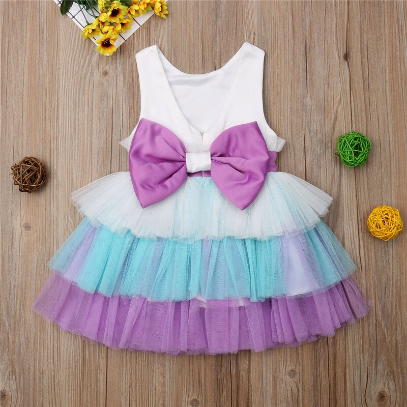 Flower Girls Dress Princess Kids Baby Bow Tutu Party Wedding Gown Formal Dresses - ebowsos