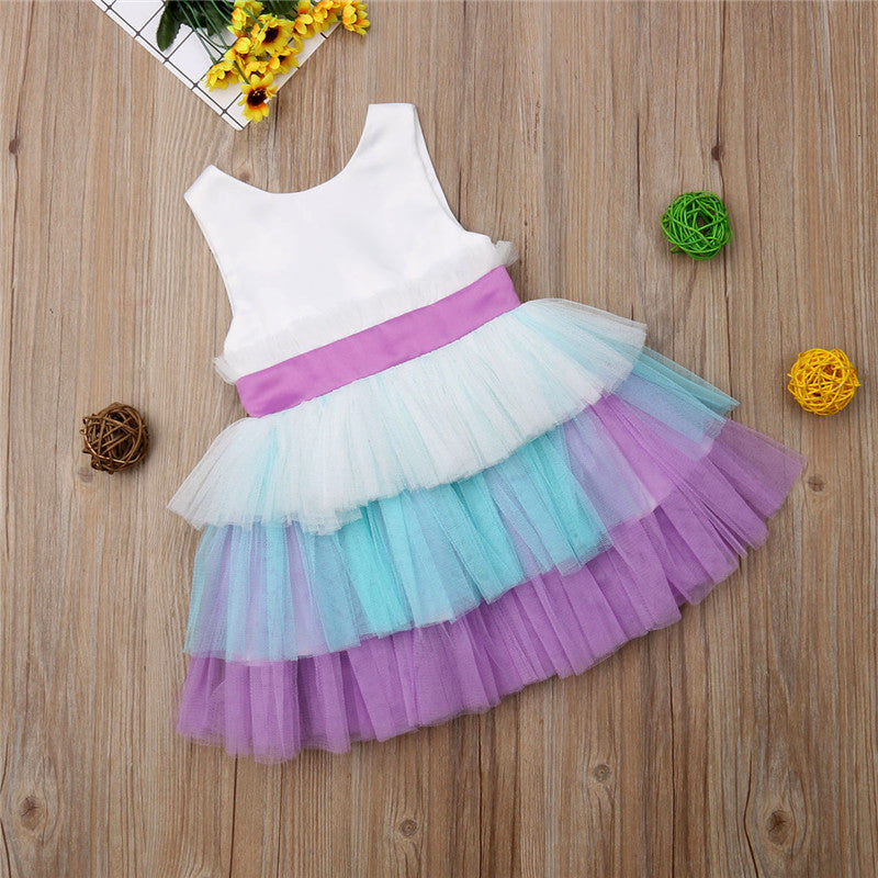 Flower Girls Dress Princess Kids Baby Bow Tutu Party Wedding Gown Formal Dresses - ebowsos